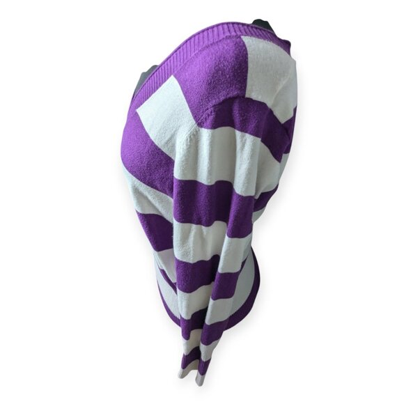 SO Vibrant Purple & White Striped V-Neck Long Sleeve Sweater Juniors Size XL - Picture 4 of 12